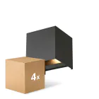 Confezione Multipack 4x D'Lite LED Luce Da Parete Elingen Aluminium Nero 4.9W 480lm - 830 Luce Calda - 